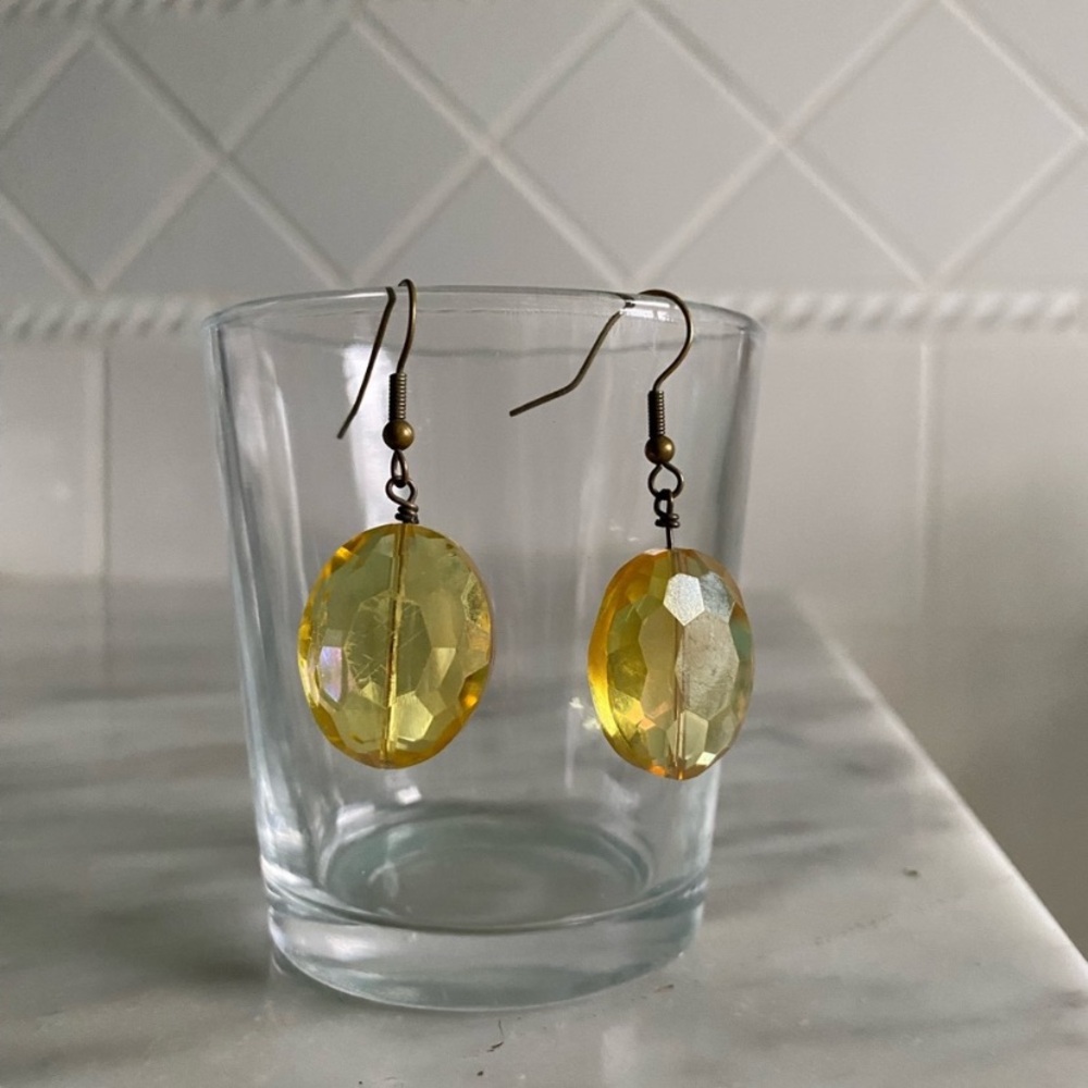 Yellow Crystal Earrings - Picture 3 of 8